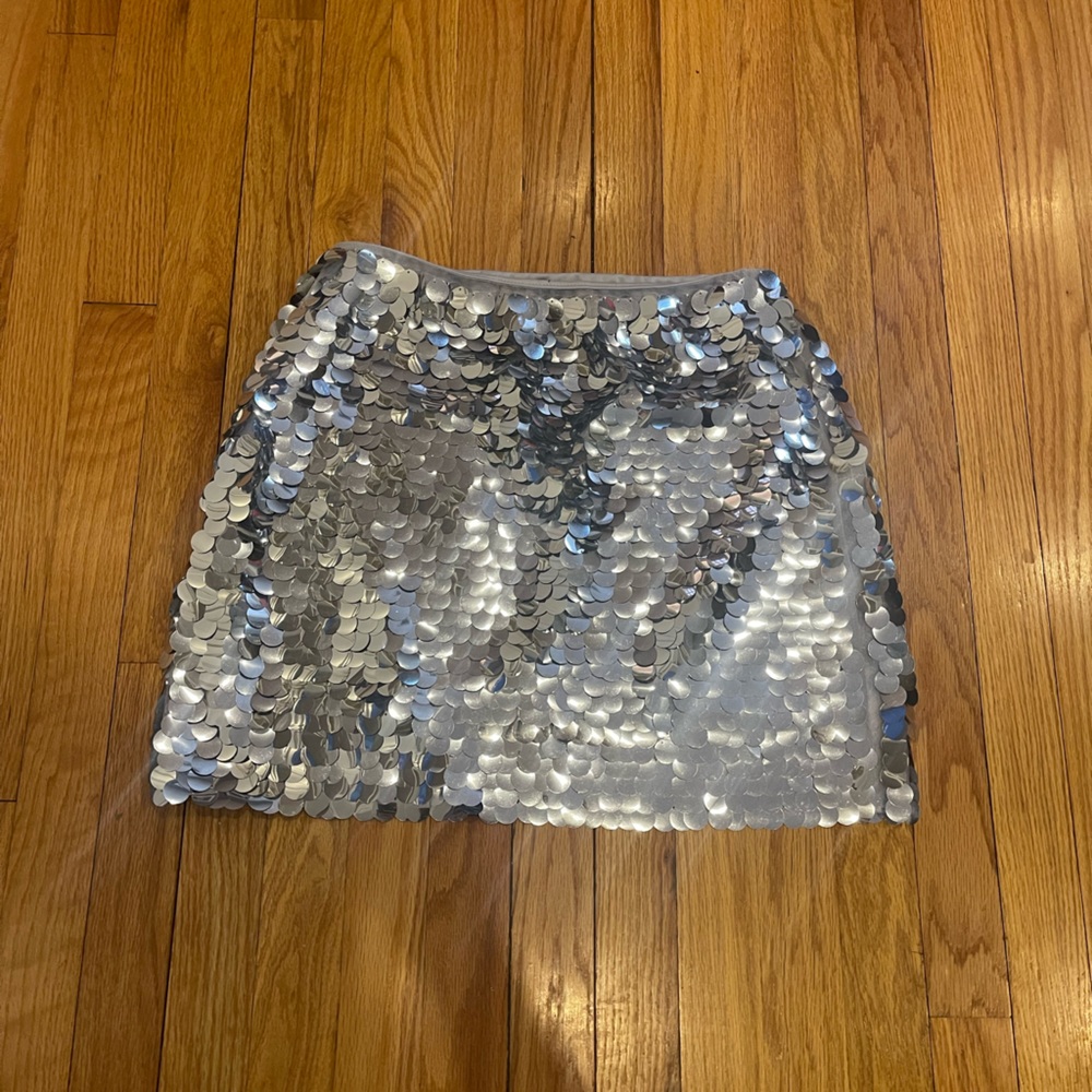 Silver sequin mini skirt